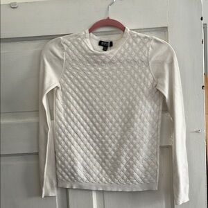 Buffalo Quilted Front Crewneck Sweater - White